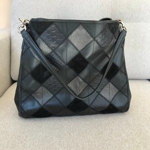 Black leather geometric pattern COACH PURSE